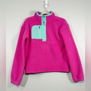 Tek Gear Fleece Sweatshirt Sherpa Pullover Pink Fuchsia Aqua Girl Kid XL 14/16